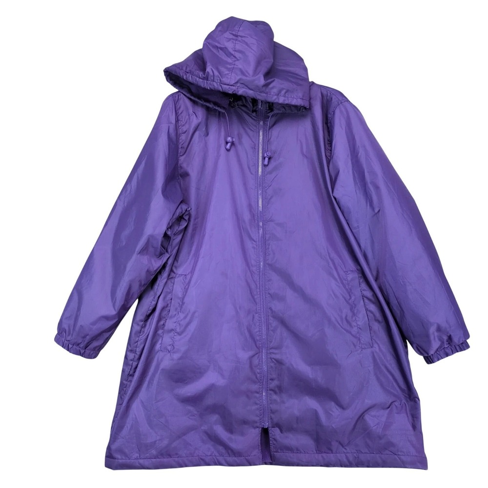Totes Purple Fleece Lined Rain Jacket Womens Plus 2X Hooded Windbreaker Outdoors